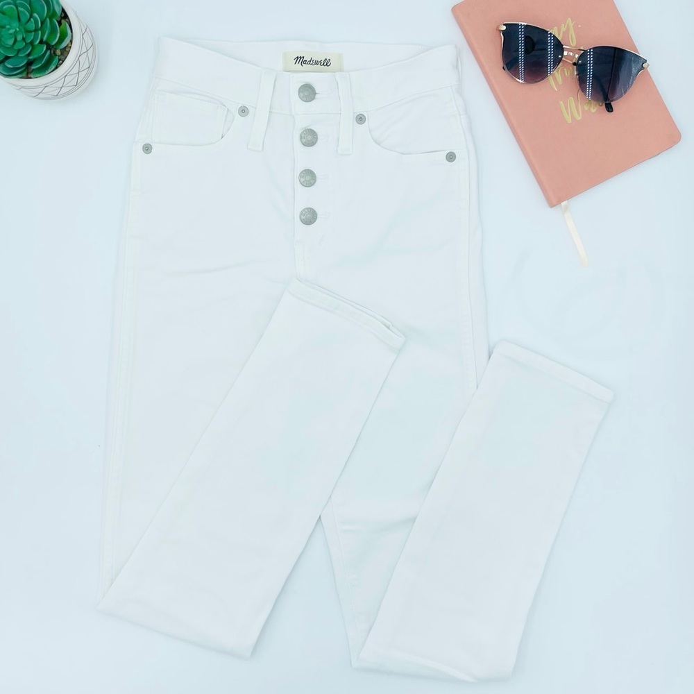 NWOT MADEWELL 10” HIGH RISE SKINNY CROP WHITE HIGH WAISTED BUTTON SKINNG JEANS